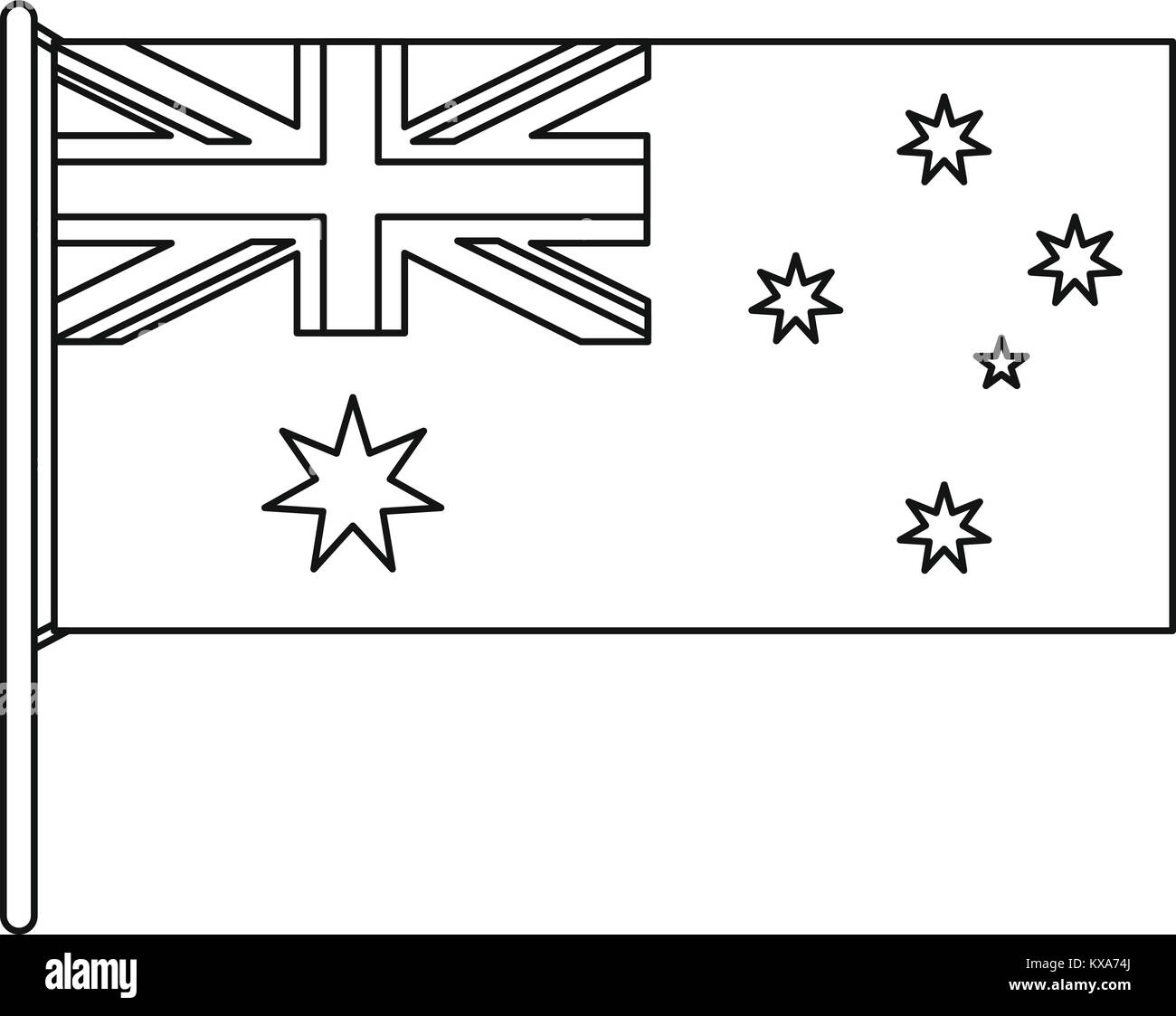 Australian flag icon, outline style Stock Vector