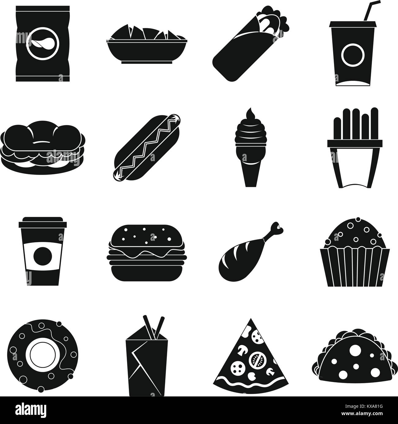 Fast food icons set, simple style Stock Vector Image & Art - Alamy