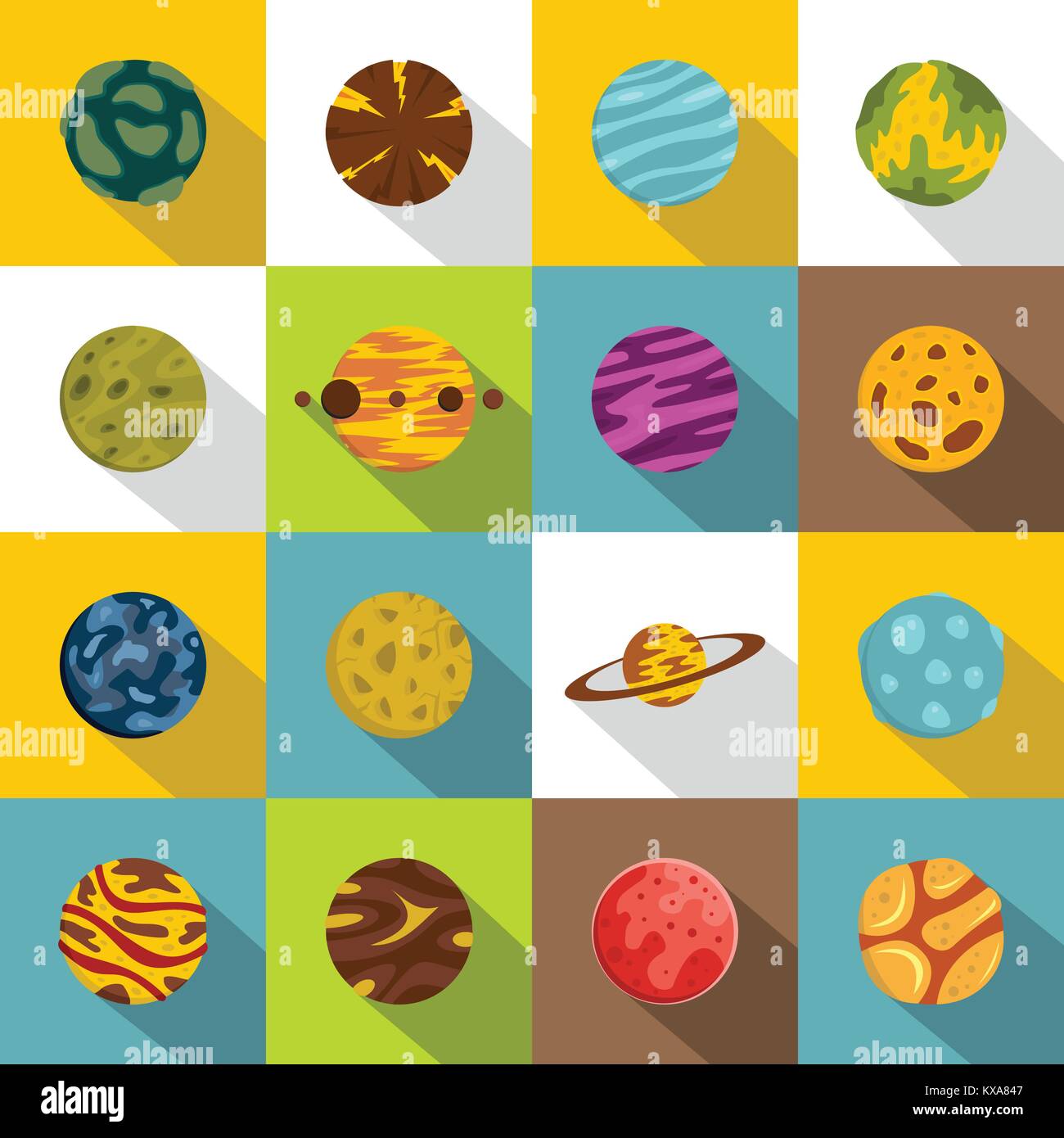 Fantastic planets icons set, flat style Stock Vector Image & Art - Alamy