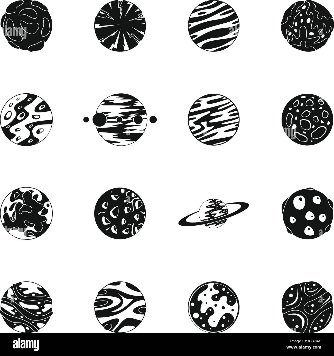 Fantastic planets icons set, simple style Stock Vector Image & Art - Alamy