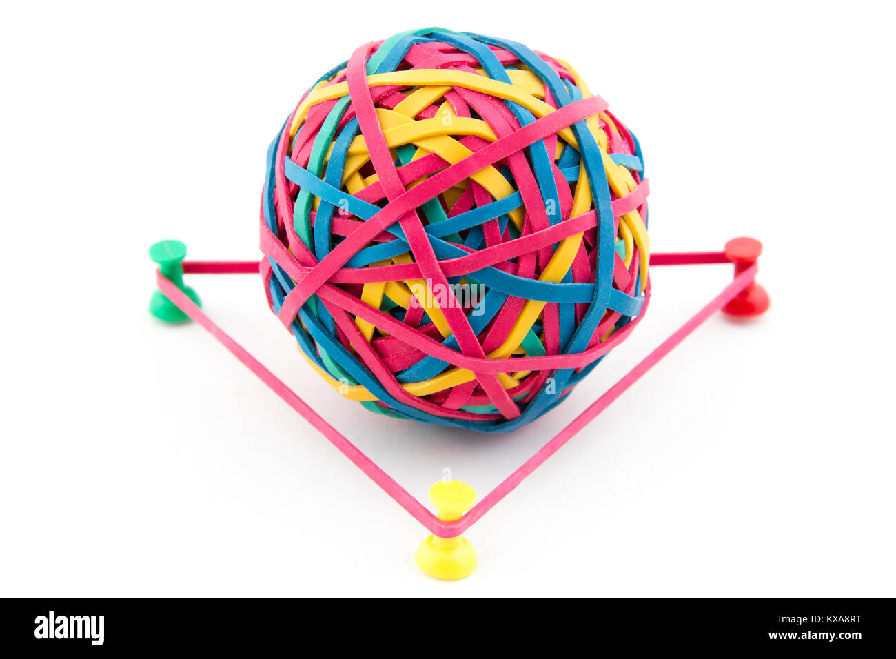 Geometry concept using a Rubber band ball Stock Photo