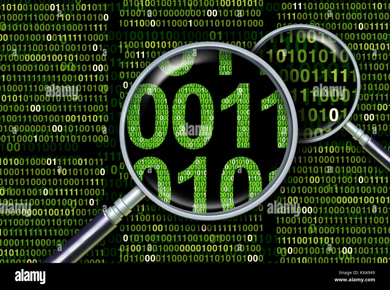 Deep information search as a digital forensics and forensic data analysis or underlying databases as a 3D illustration. Stock Photo