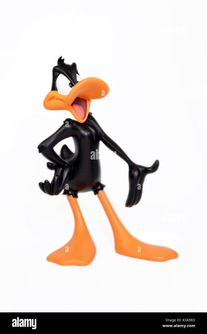 Monchique, Faro - Portugal, June 29, 2013. Studio image of Daffy Duck with a white isolated background. Stock Photo