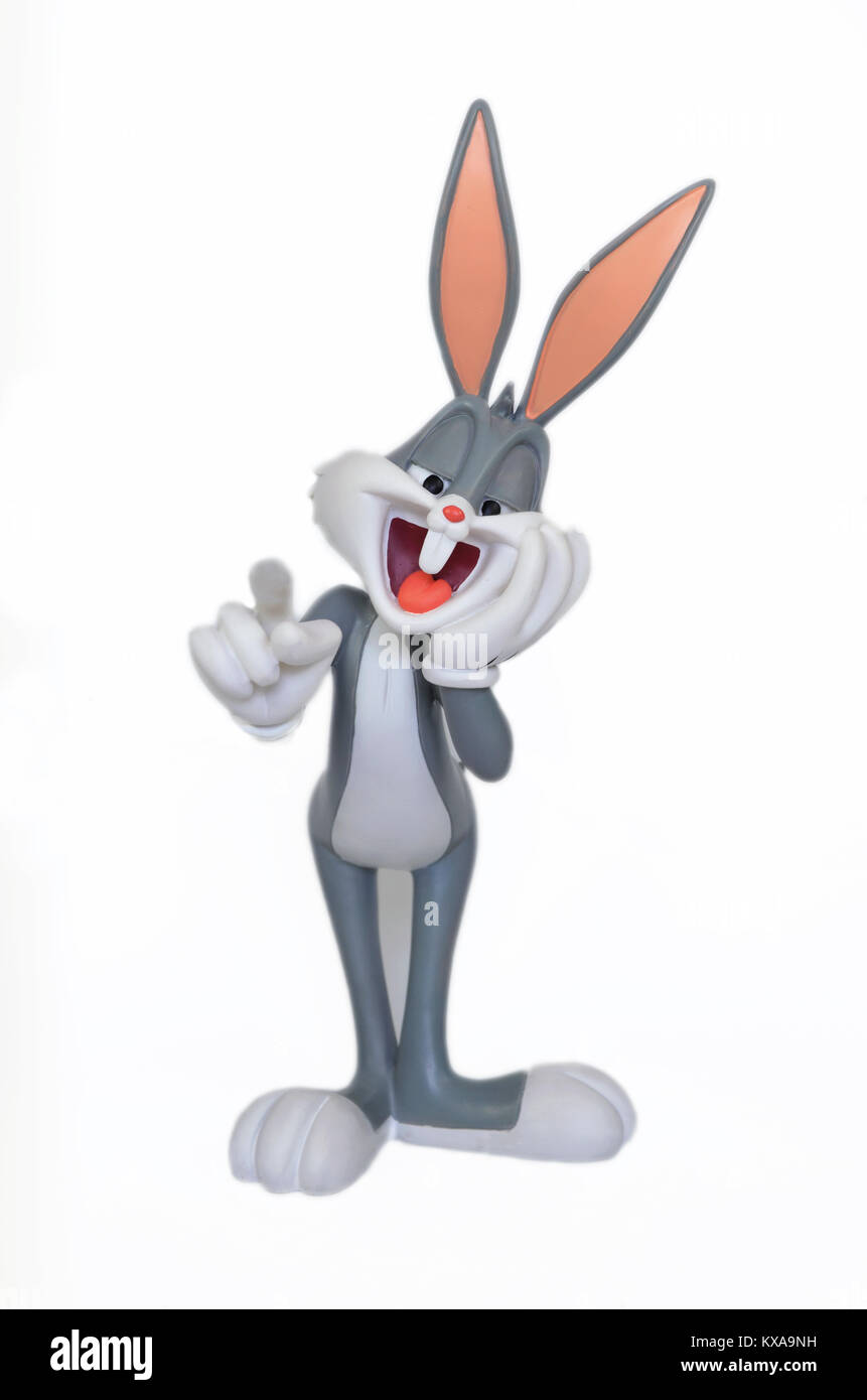 Monchique, Faro - Portugal, June 29, 2013. Studio image of Bugs Bunny with a white isolated background. Stock Photo