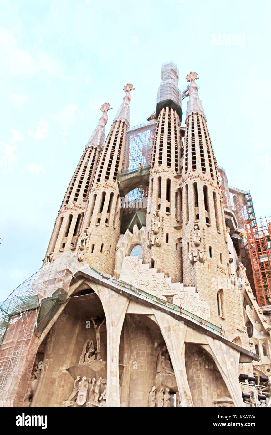 BARCELONA, SPAIN OCTOBER 8, 2013 Sagrada Familia in Barcelona. Spain's most famous religious