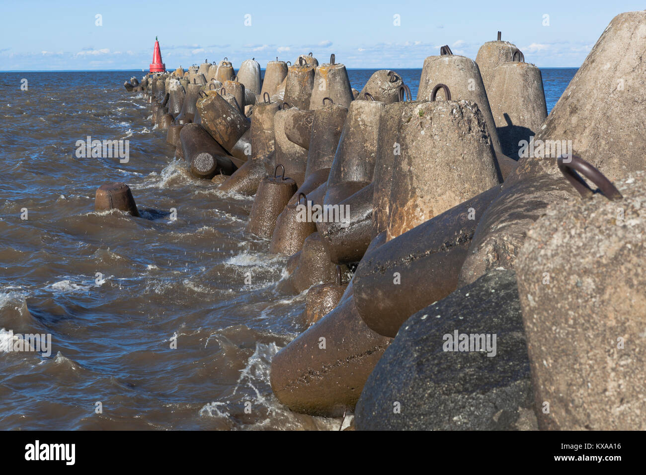 Breakwater at White Lake near the town of Belozersk in the Vologda region, Russia Stock Photo