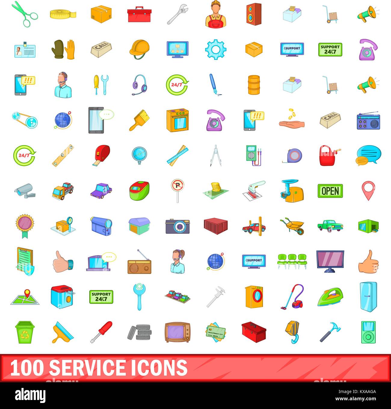 100 service icons set, cartoon style Stock Vector Image & Art - Alamy