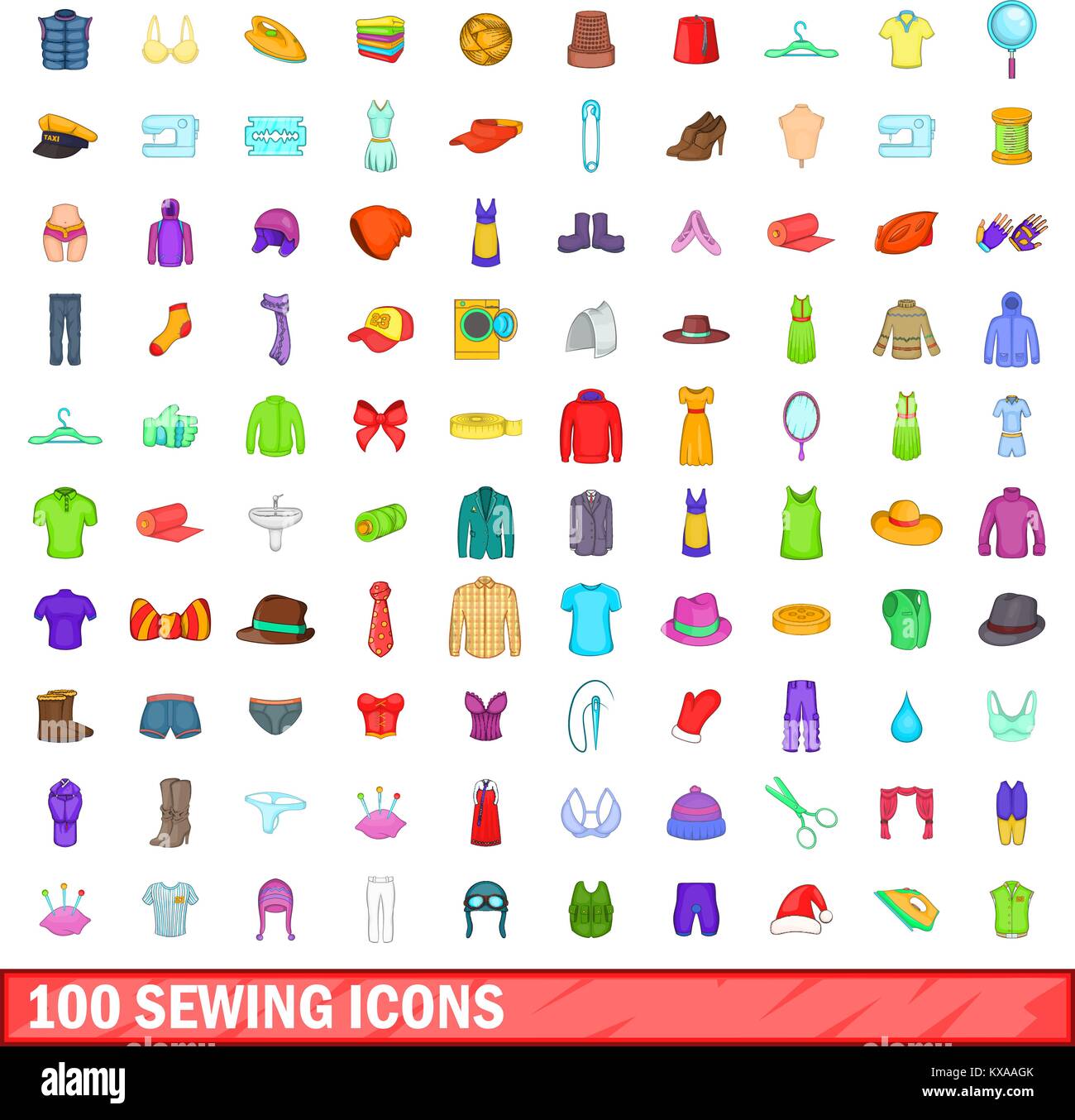 100 sewing icons set, cartoon style Stock Vector Image & Art - Alamy