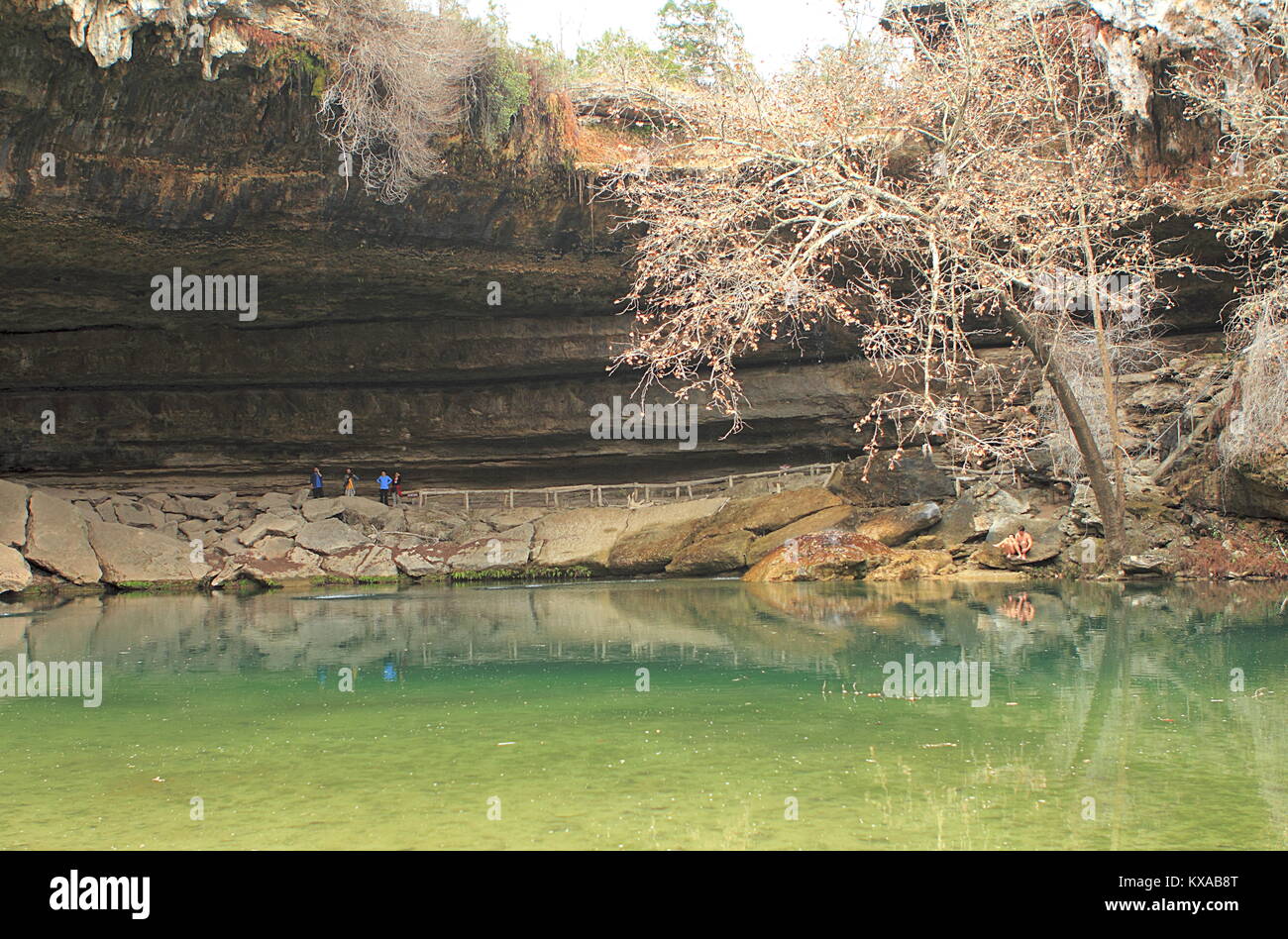 Limestone rock formation and waterfall at Hamilton Pool Preserve near