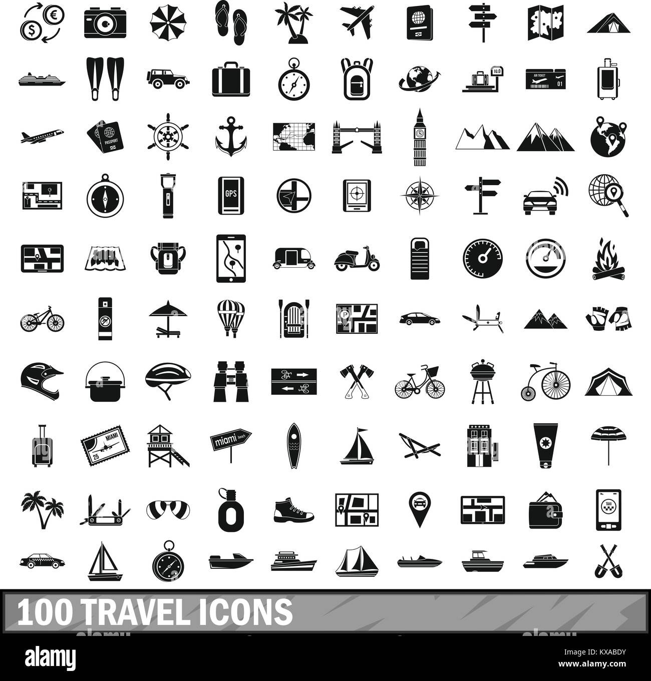 100 travel icons set in simple style Stock Vector Image & Art - Alamy