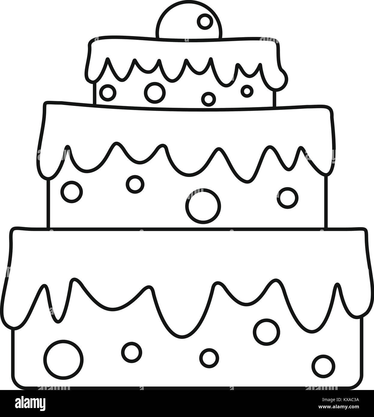 Simple outline vector icon of two-level birthday cake with - stock vector  2704386 | Crushpixel