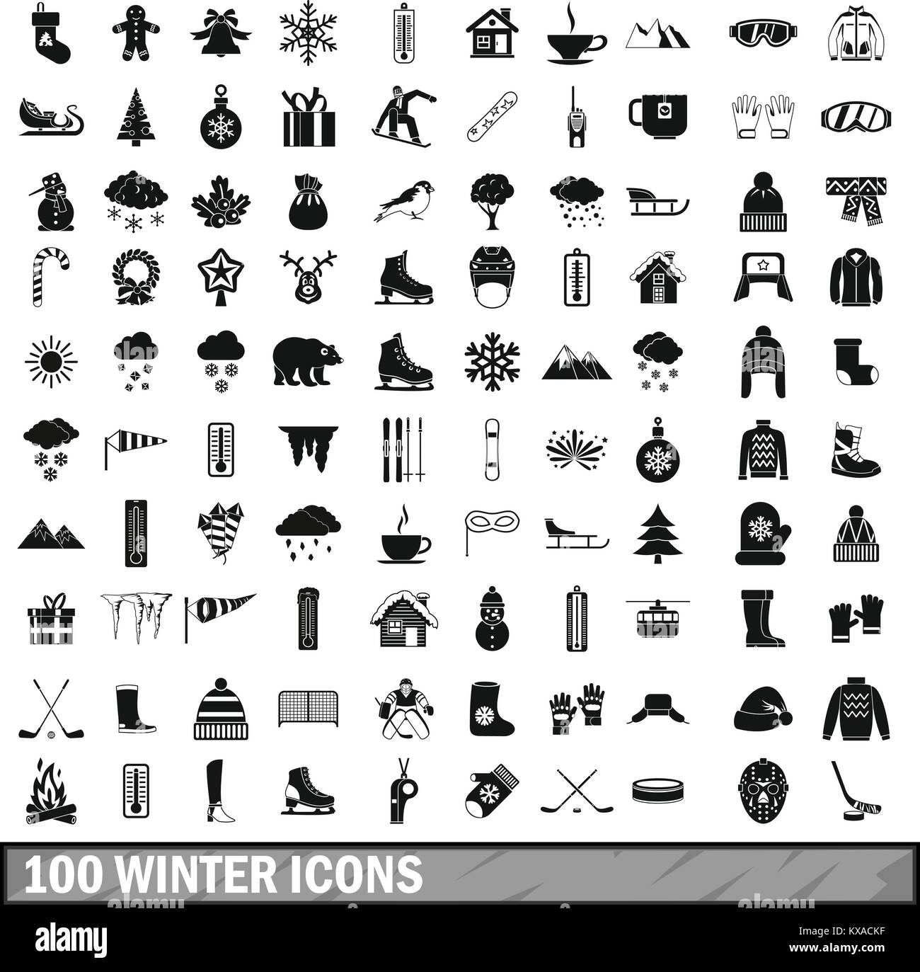 100 winter icons set in simple style Stock Vector Image & Art - Alamy