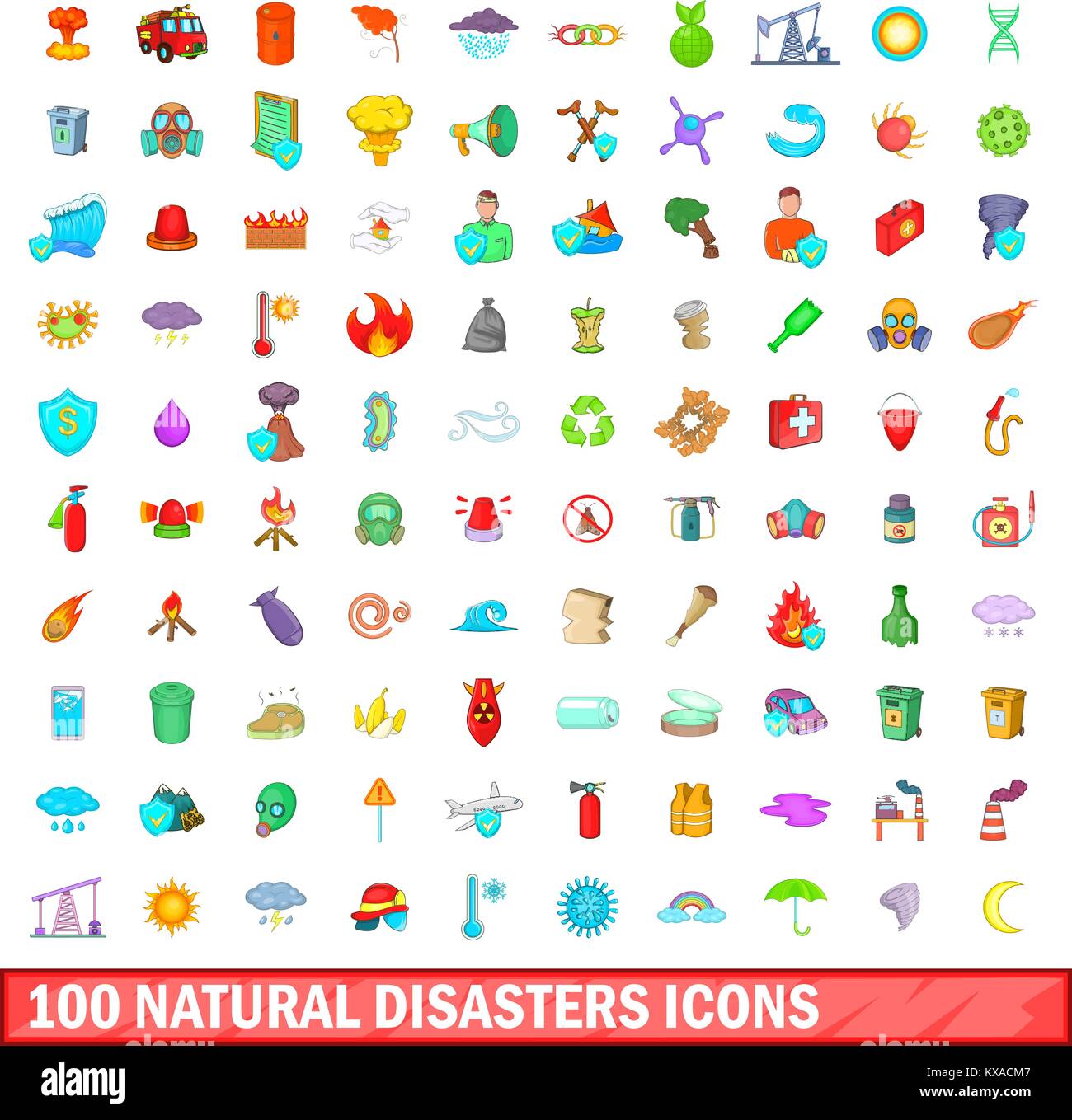 100 natural disasters icons set, cartoon style Stock Vector Image & Art ...