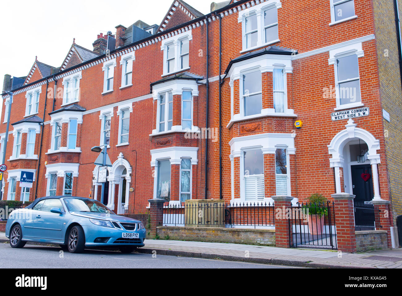 Clapham London, UK January 2018 Row of restored Victorian house in