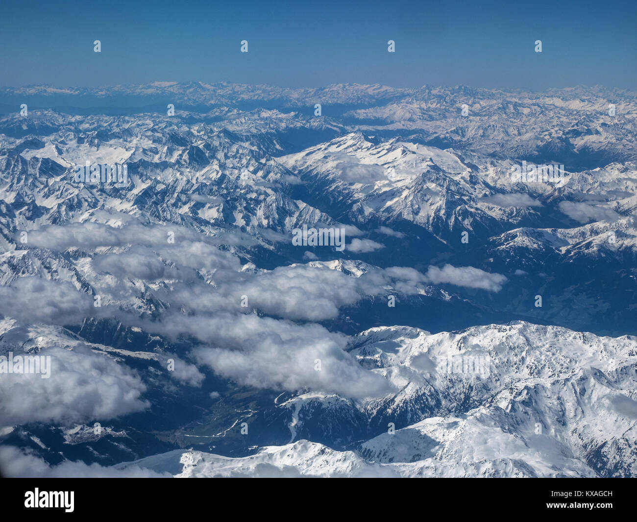 Aerial view of snow-covered Alps,Austria Stock Photo - Alamy
