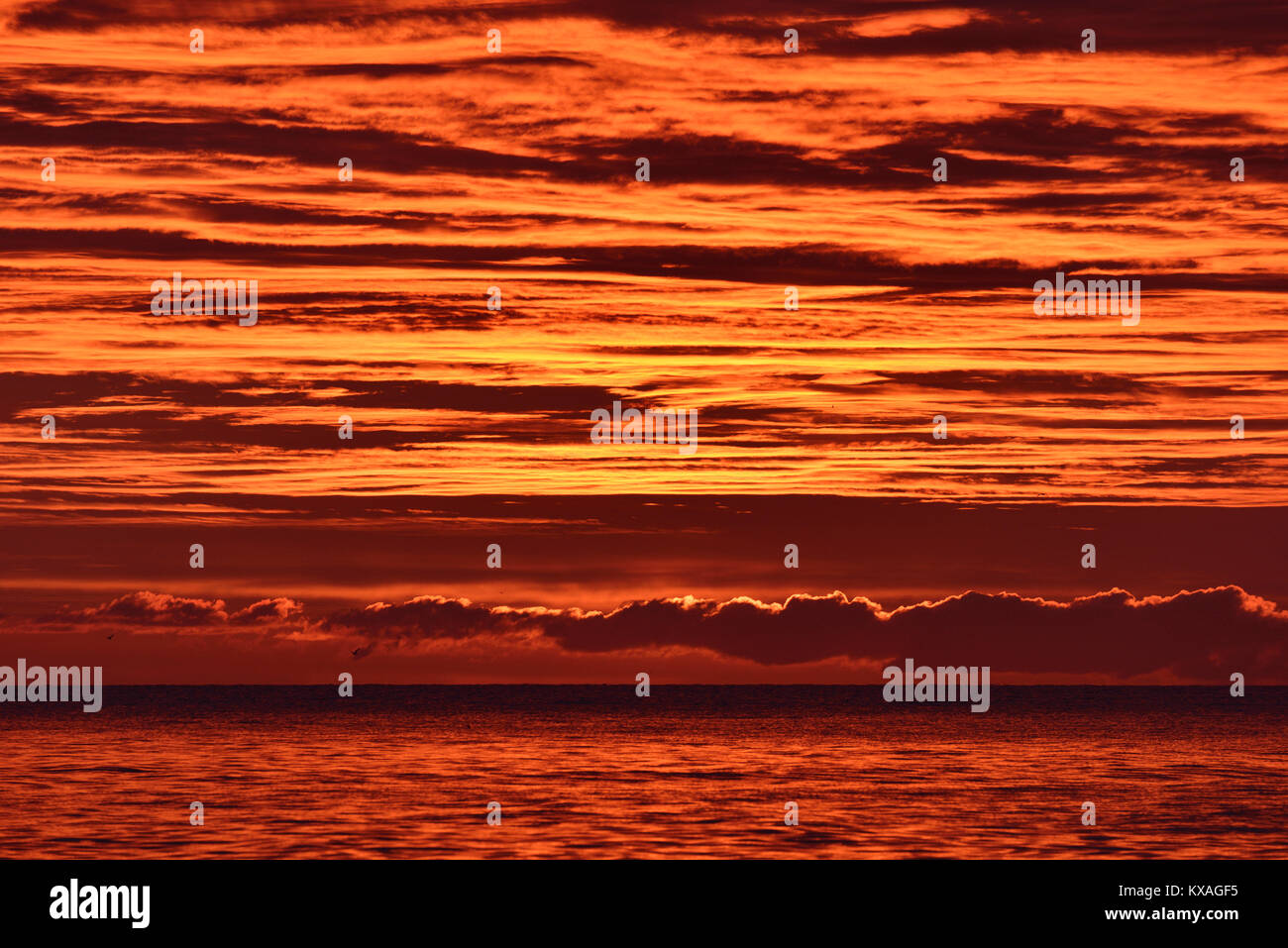 Sunrise over the sea,Baltic Sea coast near Sassnitz,Rügen,Mecklenburg-Western Pomerania,Germany Stock Photo