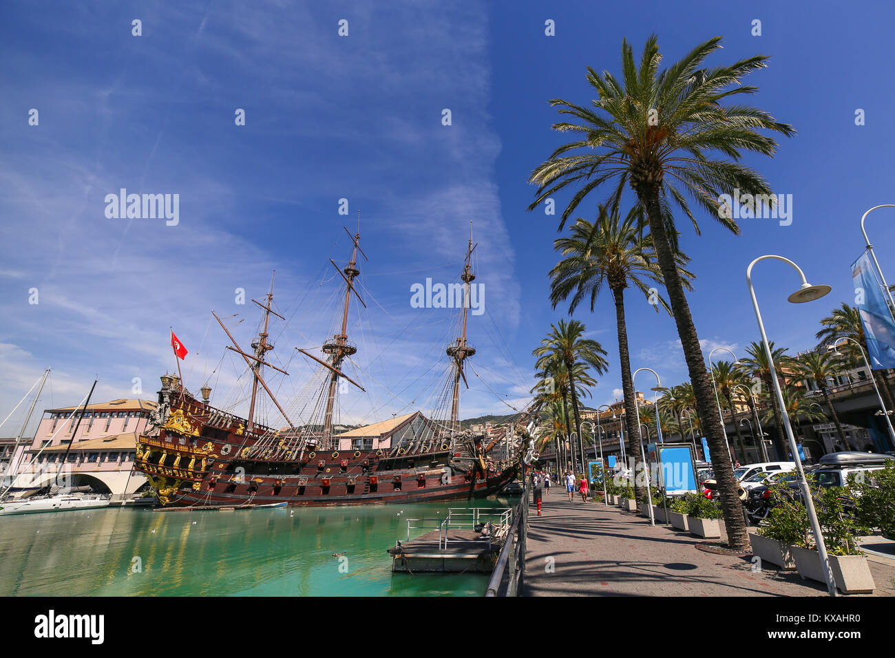 GENOA, ITALY - Galleon Neptune in Porto antico Stock Photo