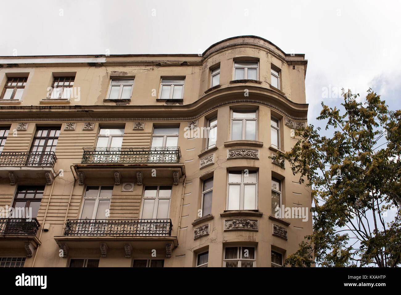 View of old, historical, typical building in Nisantasi neighborhood of Istanbul. The image reflects early 20th century architectural style. Stock Photo
