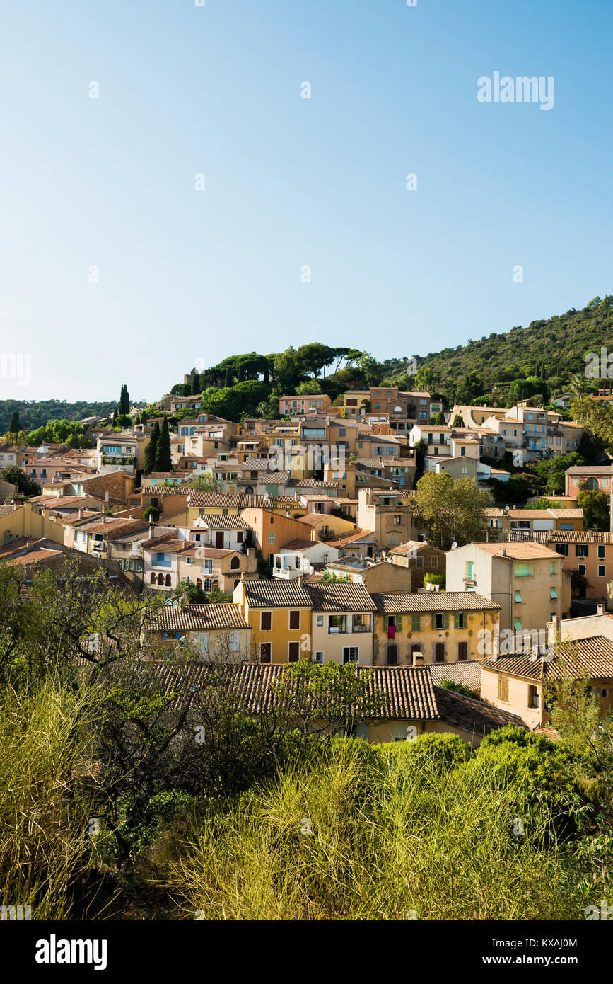 Village Bormes-les-Mimosas, Department Var, Provence-Alpes-Côte d' Azur, Southern France, France Stock Photo