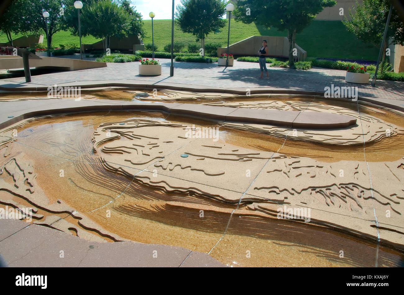 Memphis, Tennessee - 2017: Mississippi River Park, Mud Island, including a hydraulic scale model of the lower Mississippi River and coastal cities. Stock Photo