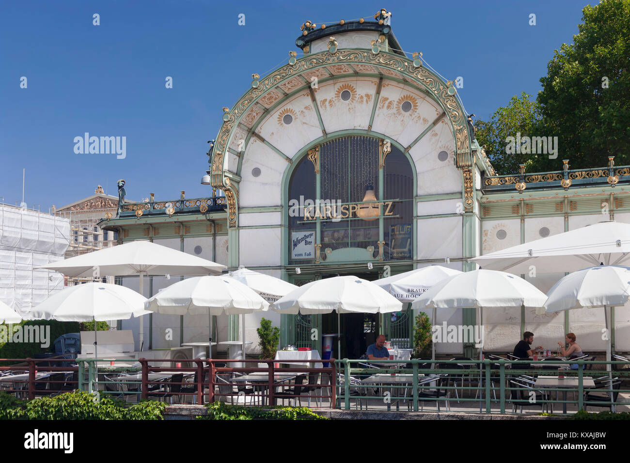 Art Nouveau Café at Karlsplatz, Otto Wagner Pavilion, Vienna, Austria Stock Photo