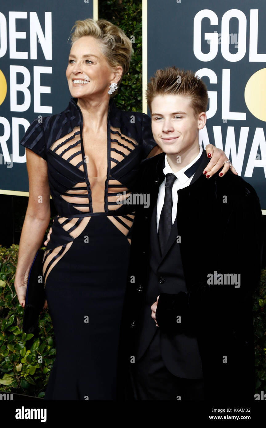 Sharon Stone with her son Roan Joseph Bronstein on arrival GQ Men