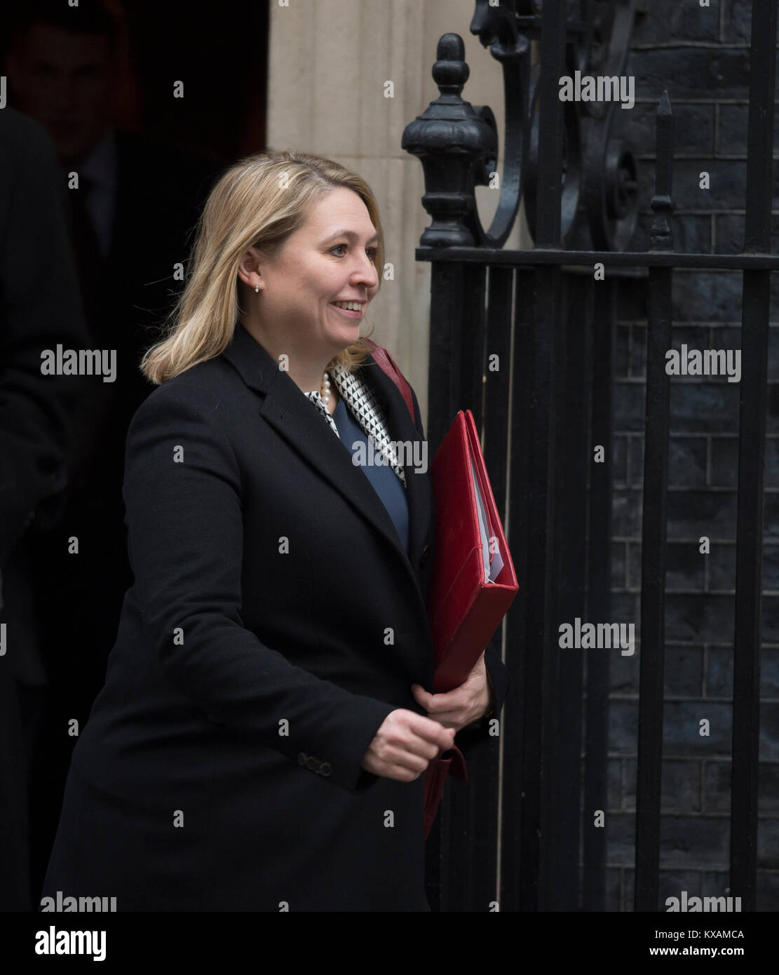 FILE: Downing Street, London, UK. 8 January, 2018. Karen Bradley, formerly Sports Minister, to become Northern Ireland Secretary in reshuffle. She is seen here arriving for cabinet meeting on 19 December 2017. Credit: Malcolm Park/Alamy Live News. Stock Photo