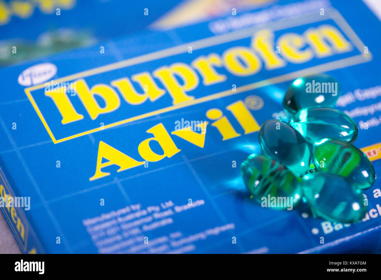 Green Advil capsules,(Ibuprofen).A recent study published in the