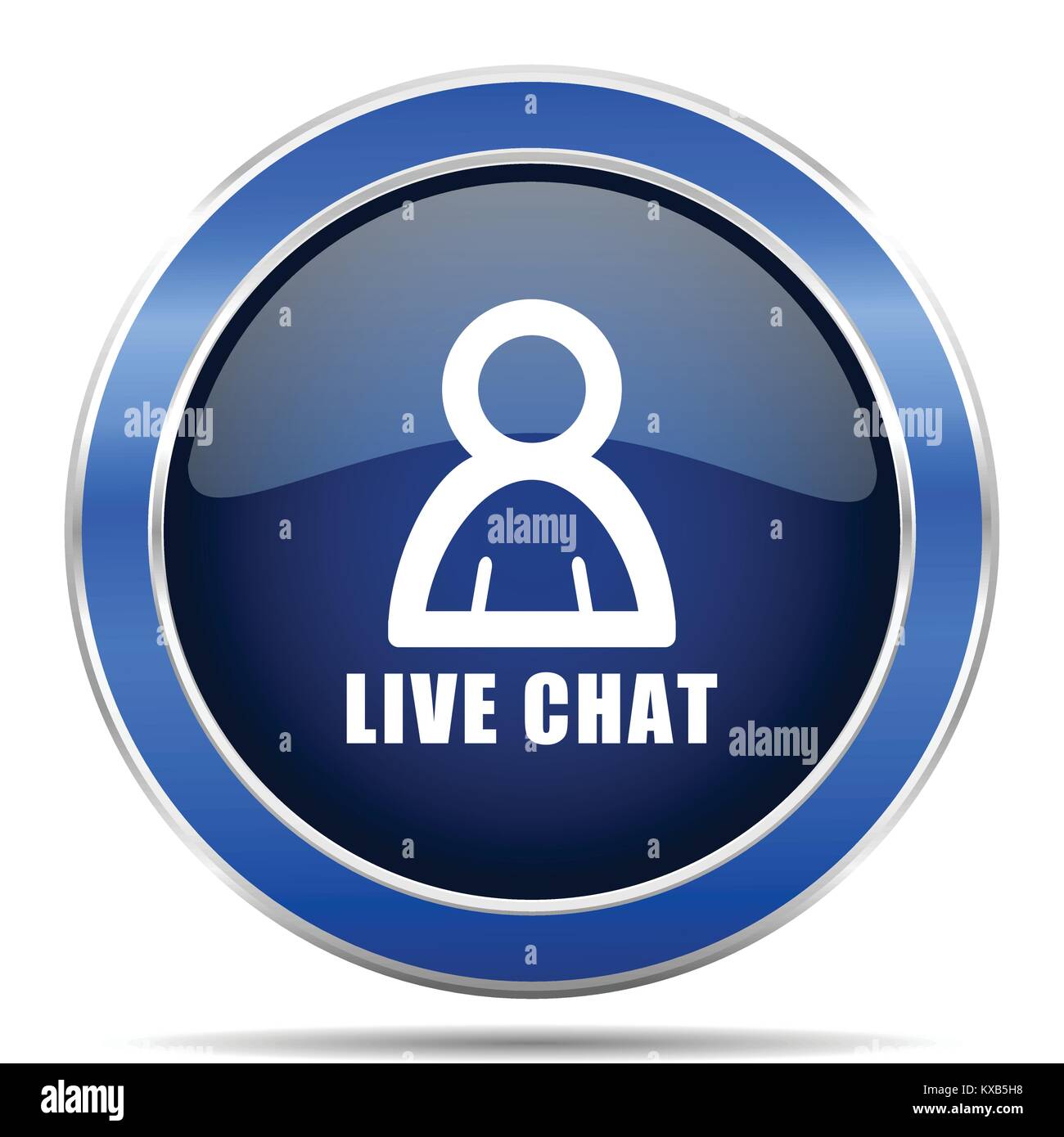 Live chat vector icon. Modern design blue silver metallic glossy web ...