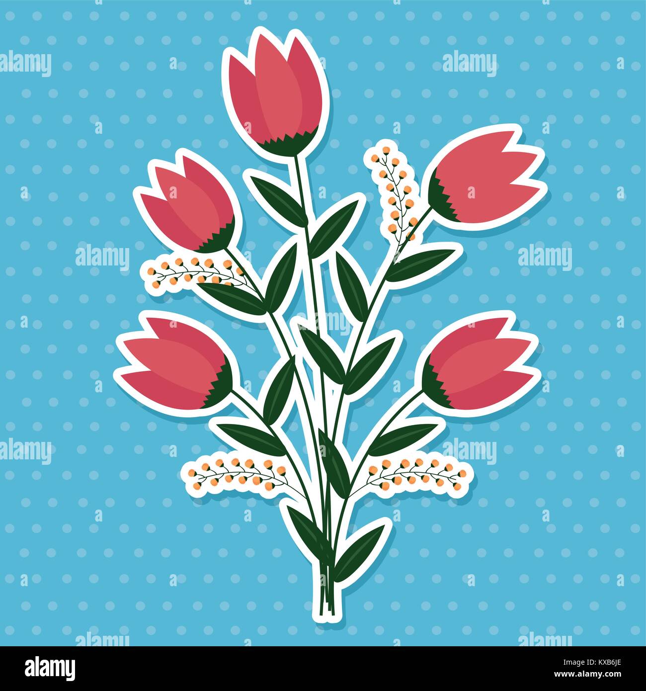 colorful flowers with leaves Stock Vector Image & Art - Alamy