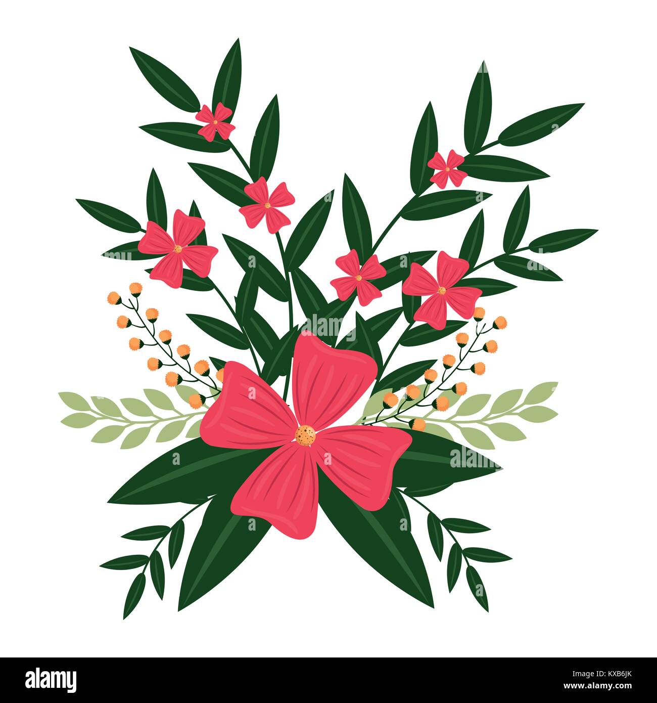 colorful flowers with leaves Stock Vector Image & Art - Alamy