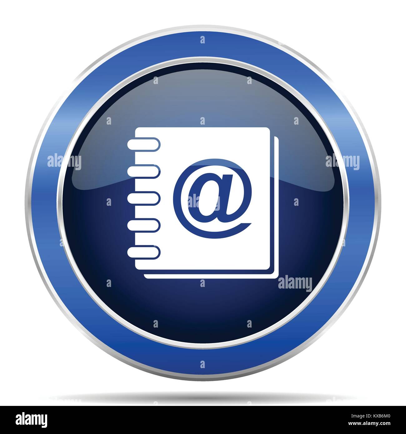 Address book vector icon. Modern design blue silver metallic glossy web ...