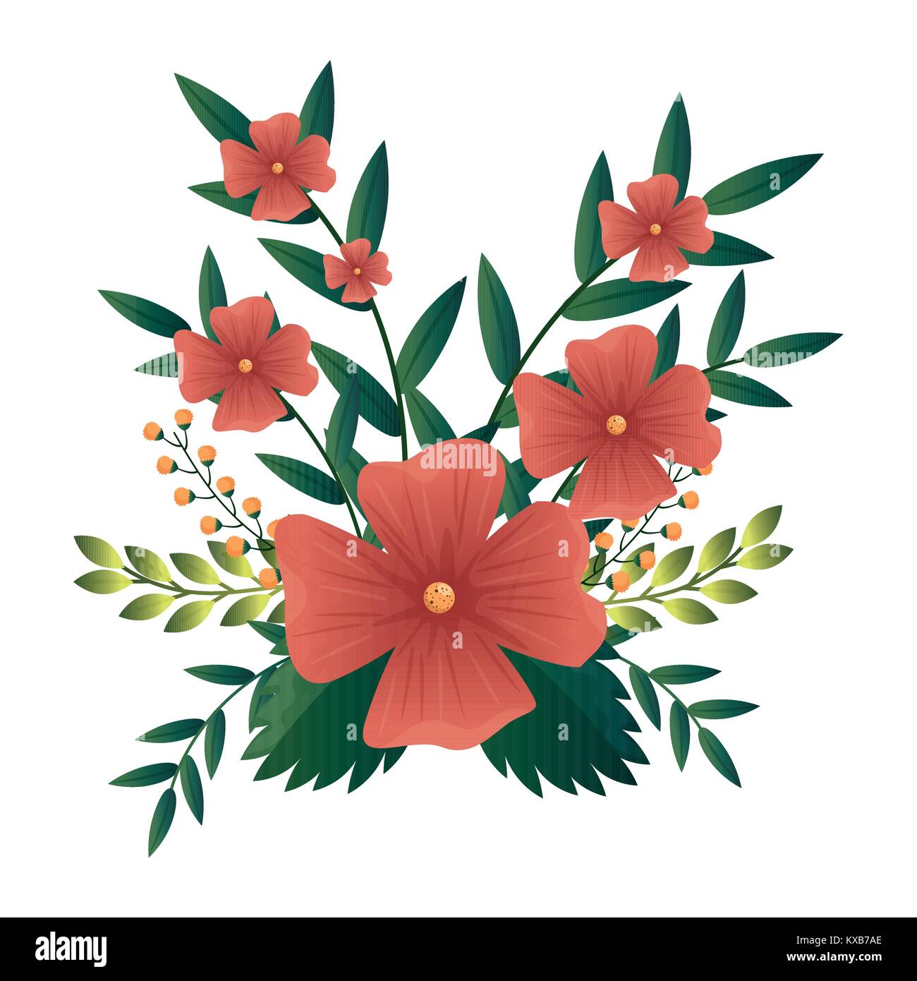 colorful flowers with leaves Stock Vector Image & Art - Alamy
