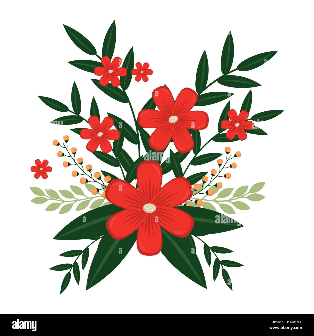 colorful flowers with leaves Stock Vector Image & Art - Alamy