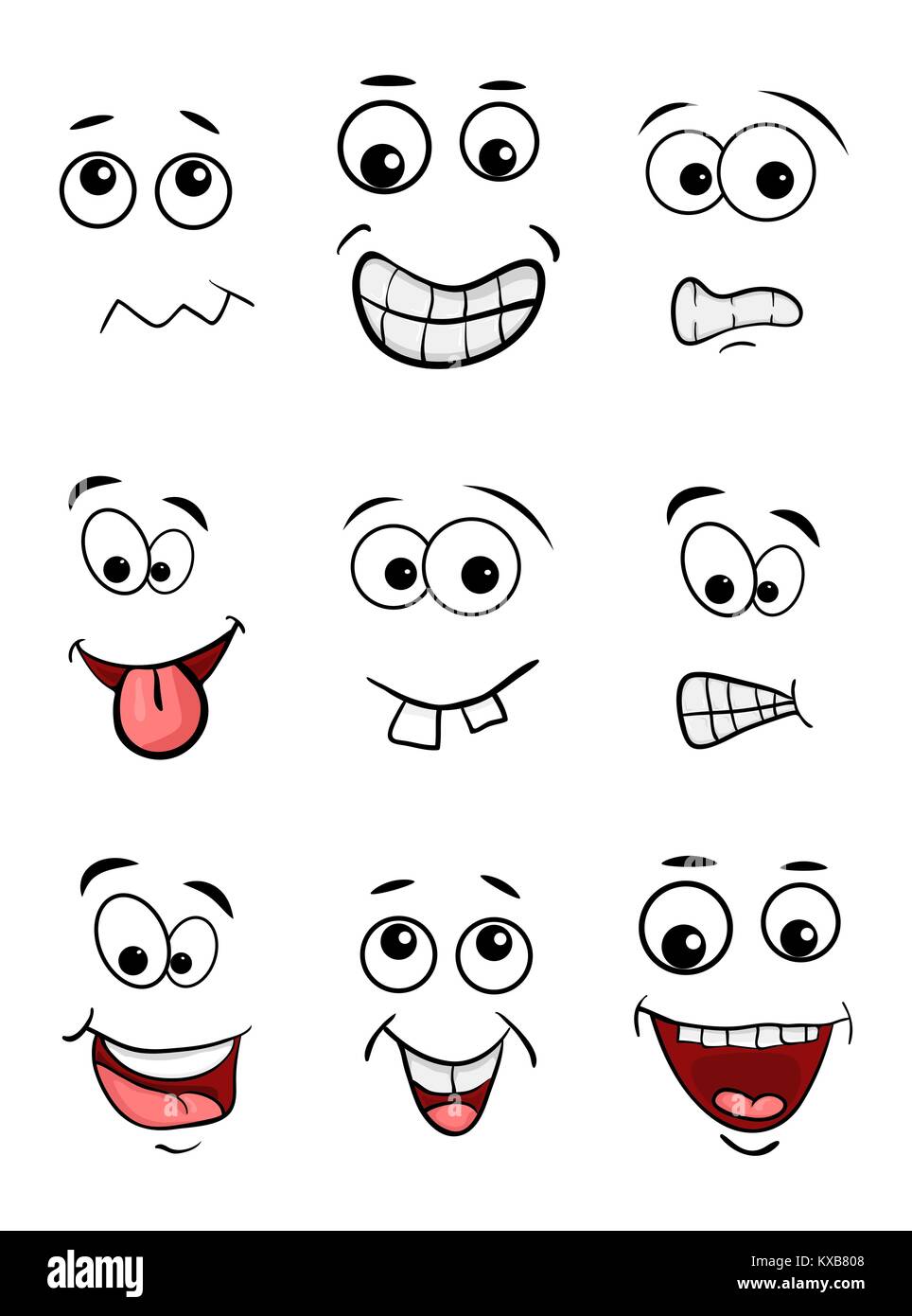 cartoon face set isolated on white background Stock Vector