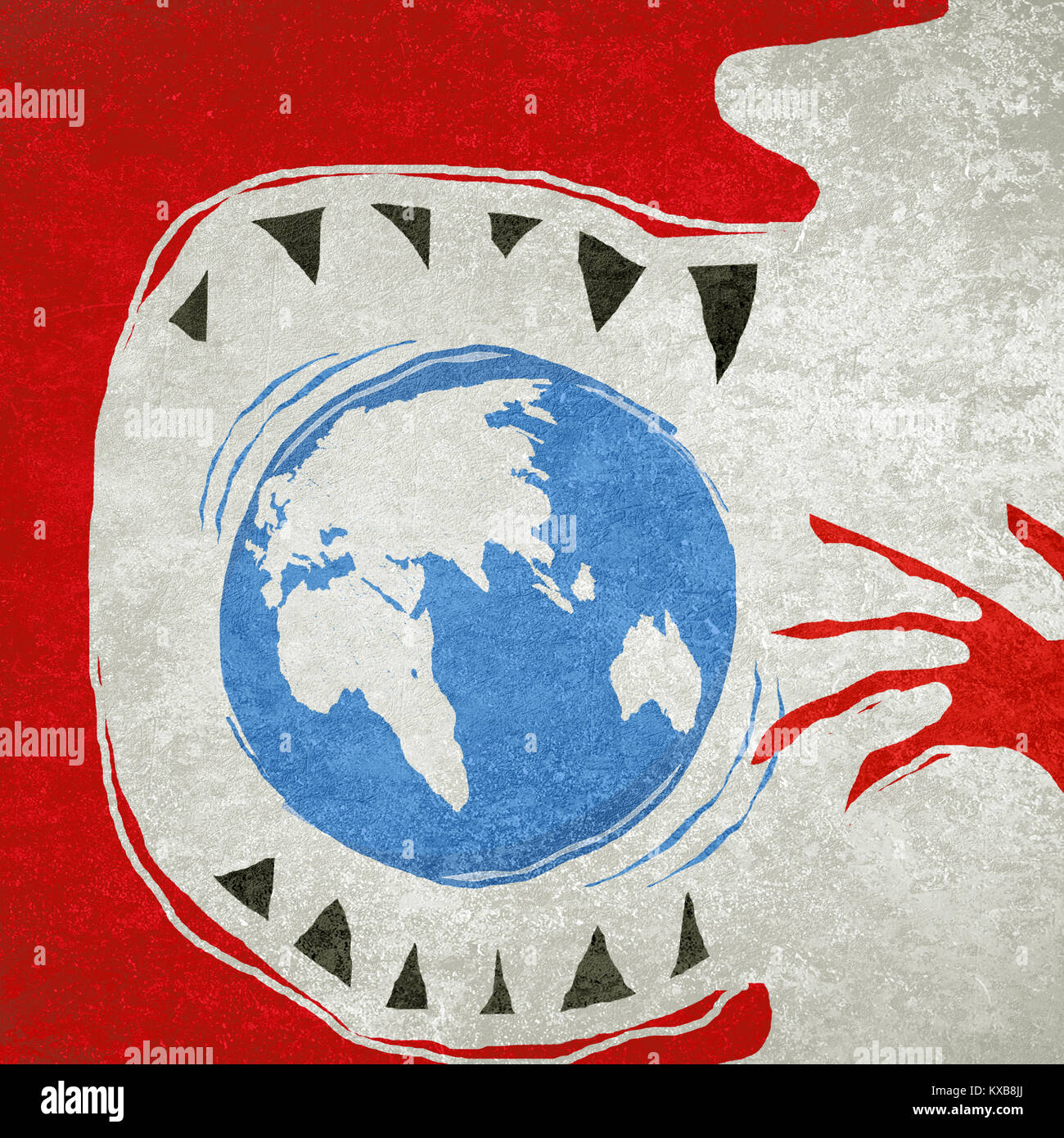 eating the world ecology concept digital illustration Stock Photo