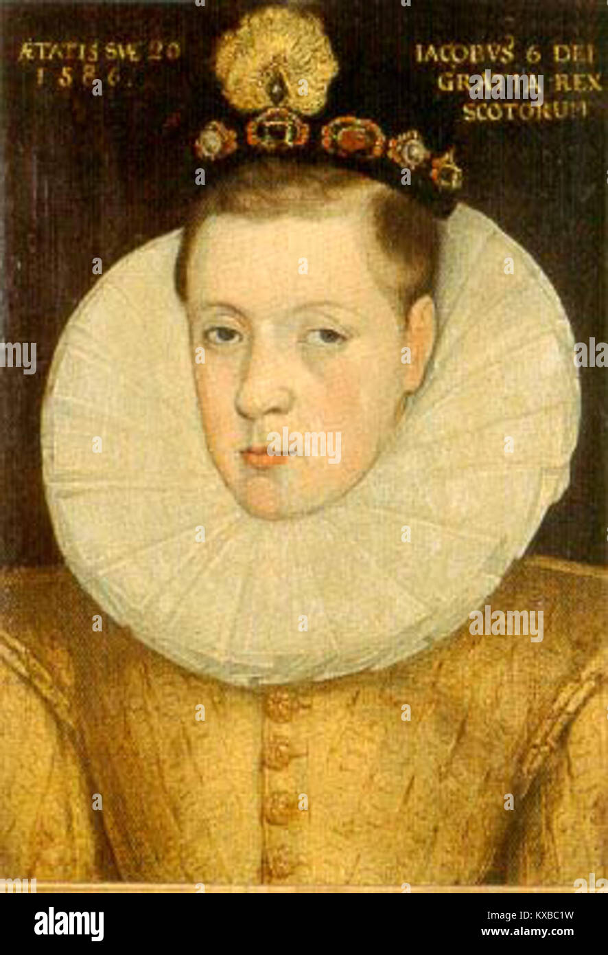 James VI of Scotland aged 20, 1586. Stock Photo