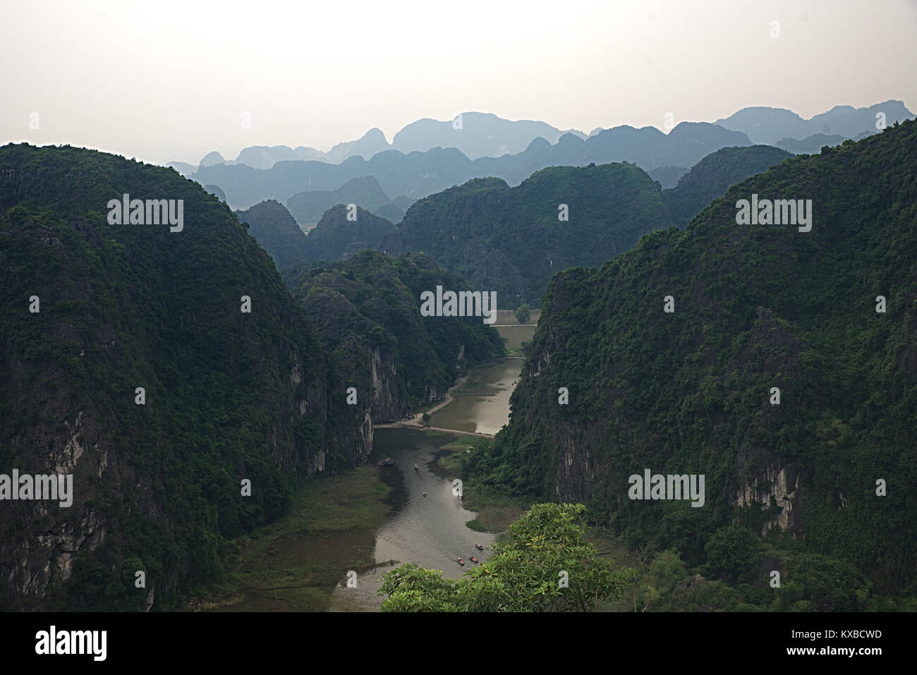 Tam Coc hills and river Stock Photo