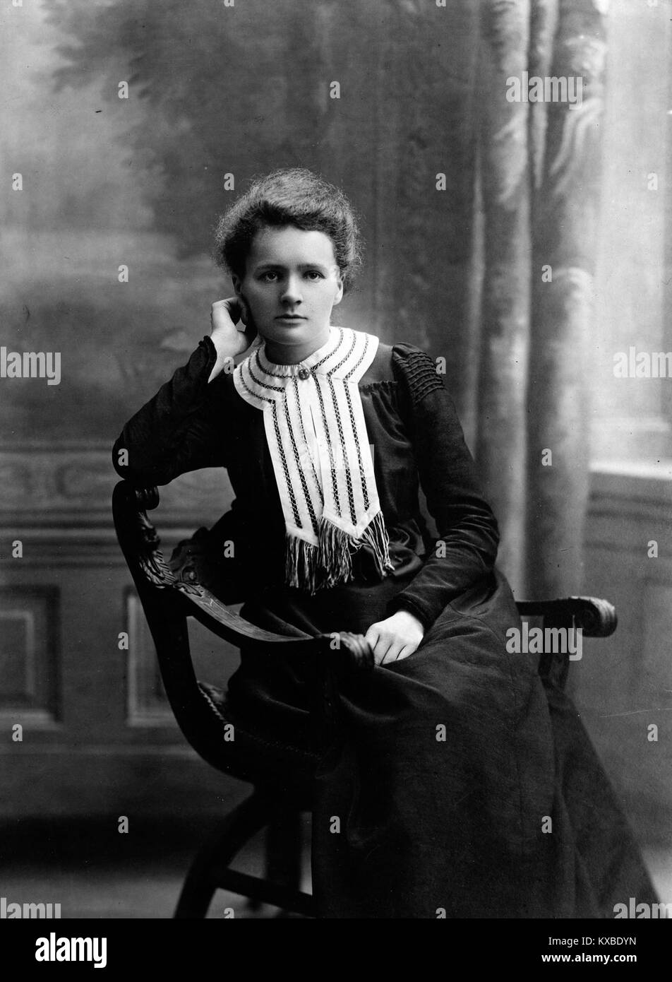 Marie Curie (1867–1934), a pioneering physicist and chemist, discovered polonium and radium and won Nobel Prizes in Physics and Chemistry for her groundbreaking research on radioactivity. Stock Photo