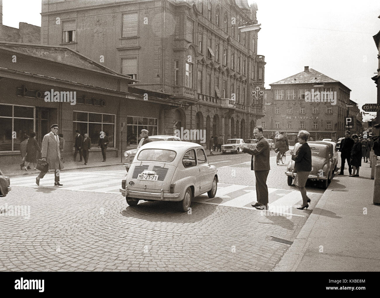 Maribor - Trg svobode - kultura voznikov 1964 Stock Photo