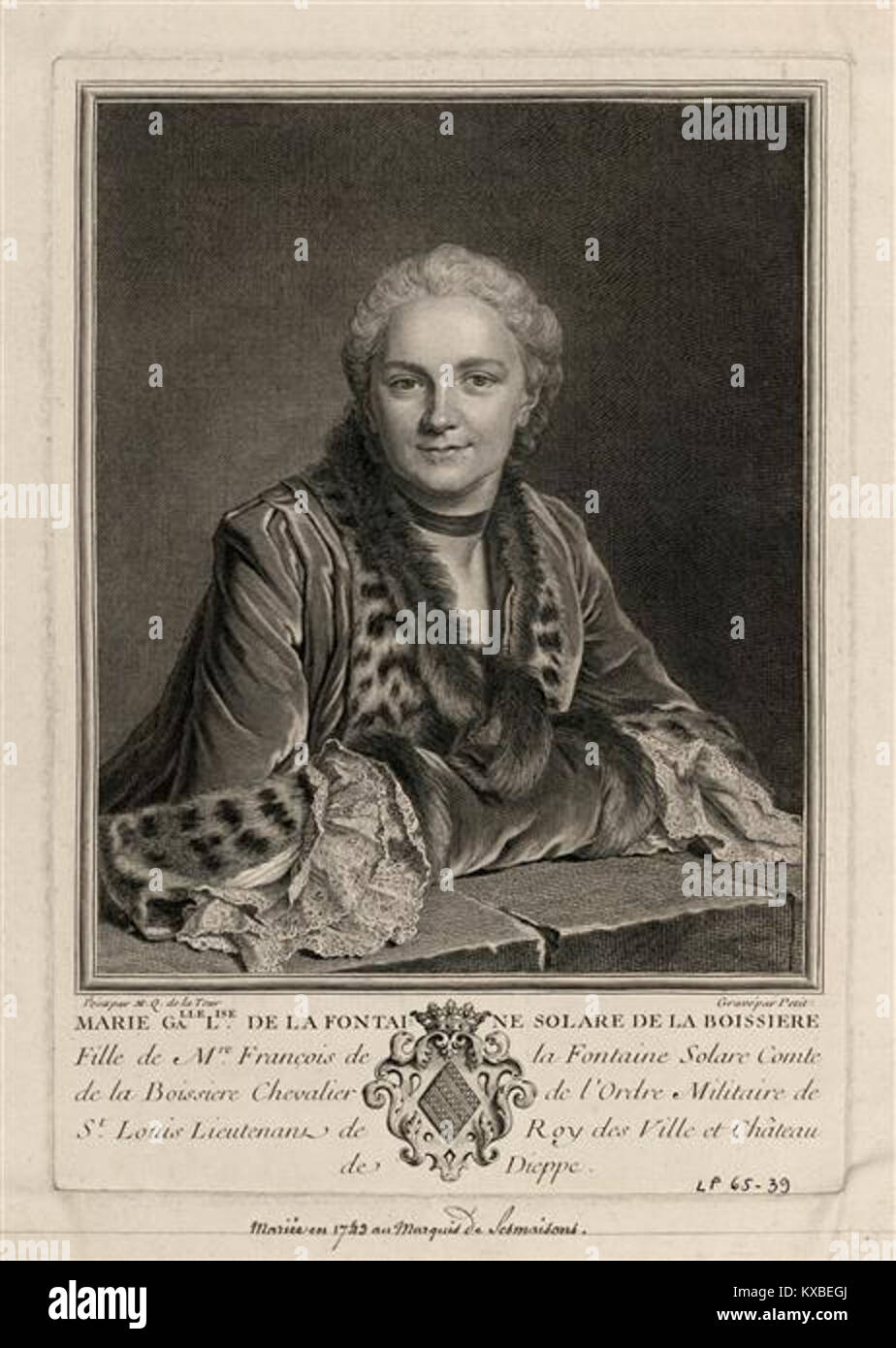 Marie-Gabrielle-Louise de La Fontaine Solare de La Boissière, marquise de Sesmaisons Stock Photo