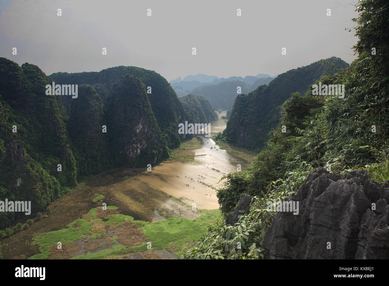 Tam Coc river from Mua cave Stock Photo