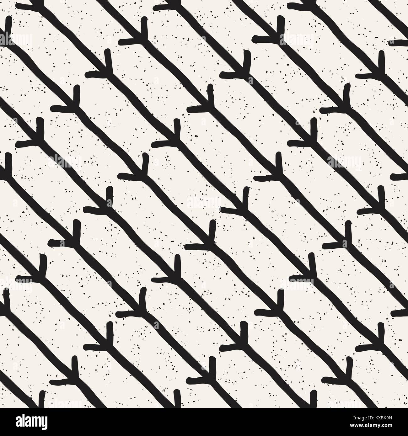 Hand drawn black and white ink abstract seamless pattern. Vector ...