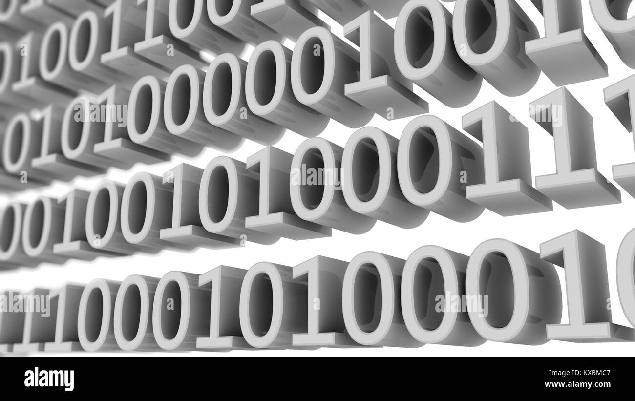 3d render. Numbers zero and one in binary code Stock Photo