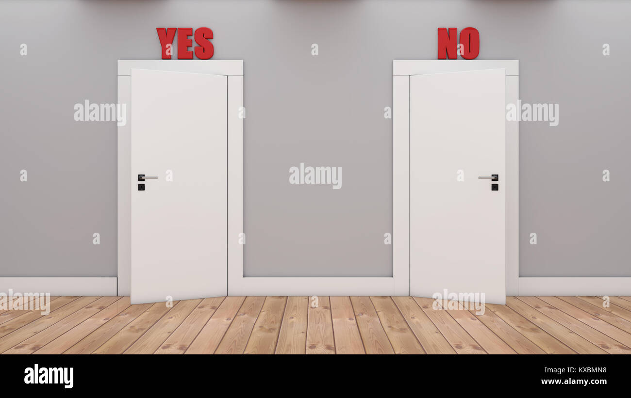 3d render Doors with decision Yes and No Stock Photo