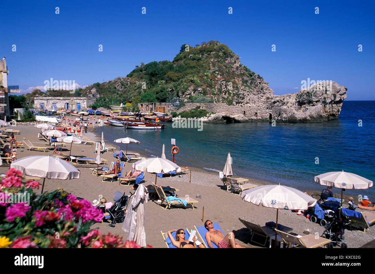 Mazzaro beach near Taormina, Sicily, ITALY, Europe Stock Photo