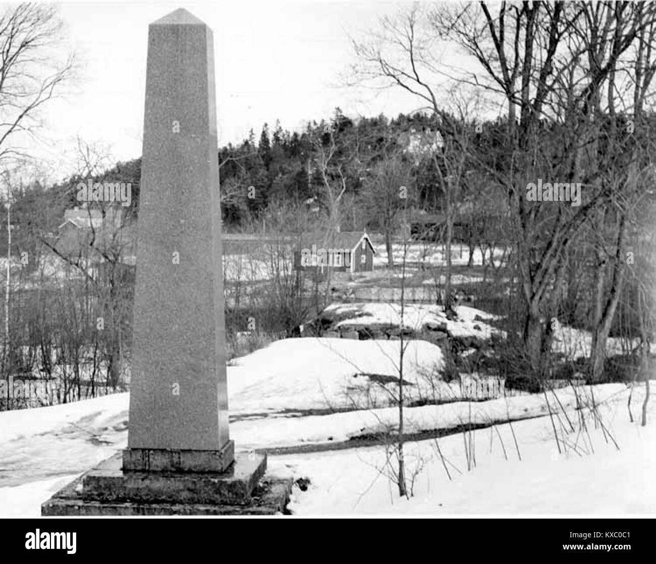 Stäkets krog, obelisken och gamla brofästet i förgrunden, 1959 Stock Photo