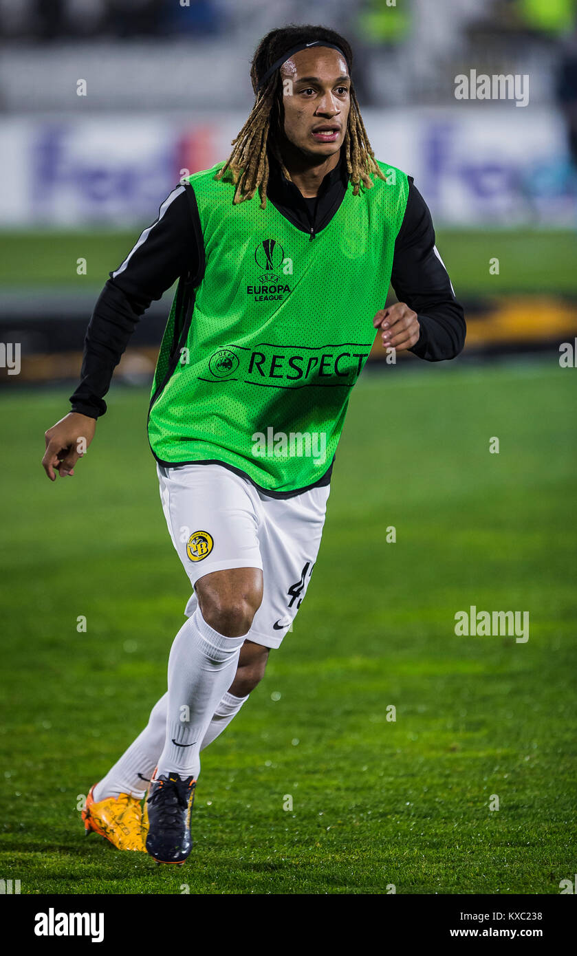 Defender Kevin Mbabu of Young Boys warms up before the match Stock Photo