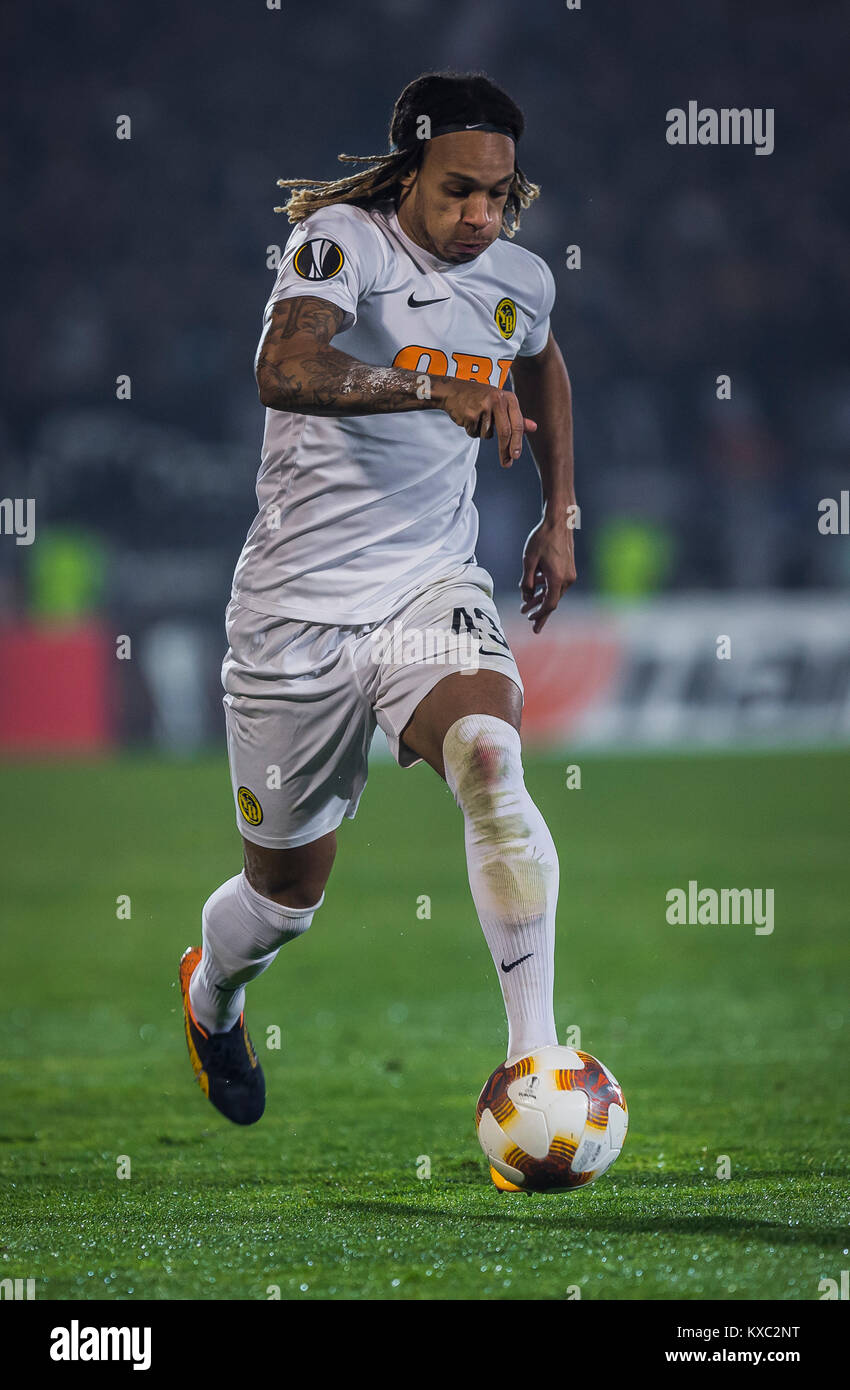 Defender Kevin Mbabu of Young Boys in action with a ball during the match Stock Photo