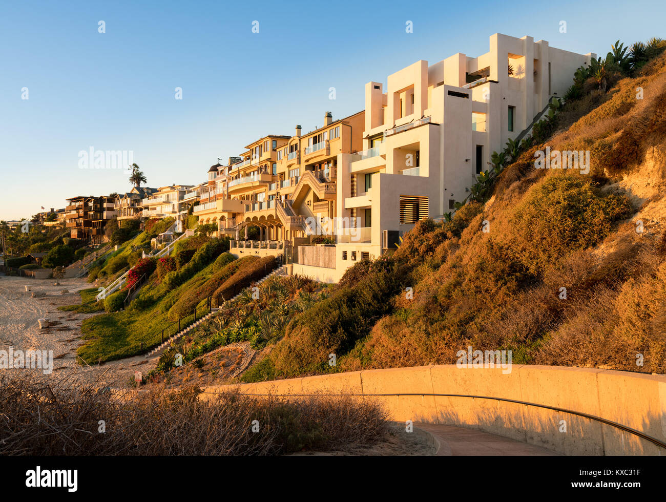 Luxury oceanside homes at Corona del Mar near Newport Beach Stock Photo